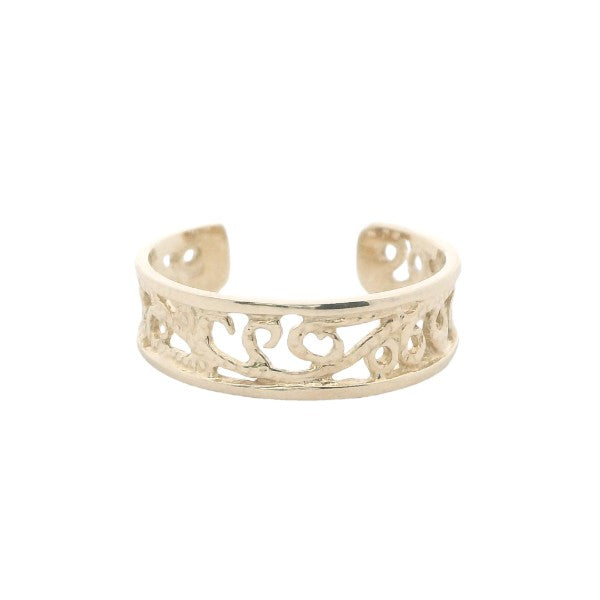 Lace pattern toe ring in 9ct gold