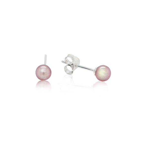 Natural pearl stud earrings in sterling silver - 4mm