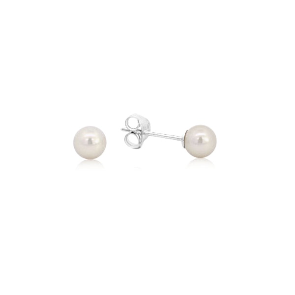 Natural fresh water pearl stud earrings in sterling silver - 5mm