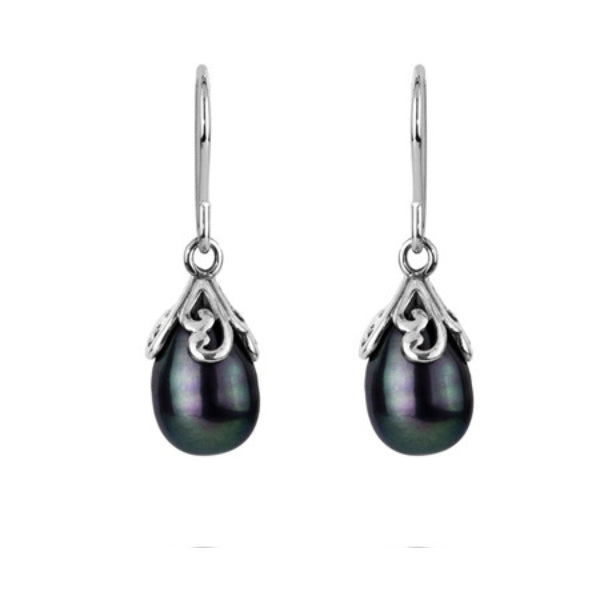 Evolve everlasting love freshwater pearl drop earrings in sterling silver