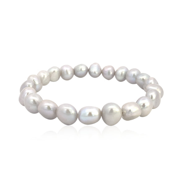 Grey potato freshwater pearl elasticated bracelet - 6mm