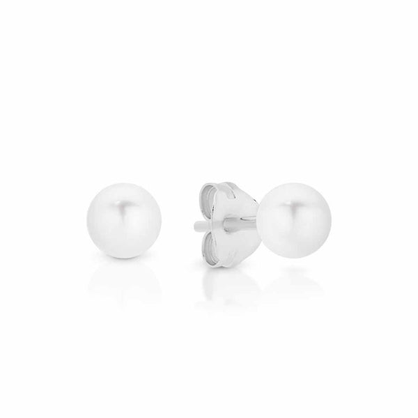 Akoya white pearl stud earrings in sterling silver - 4.5-5mm