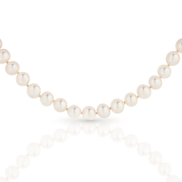 White freshwater pearl knotted strand necklace - 45cm