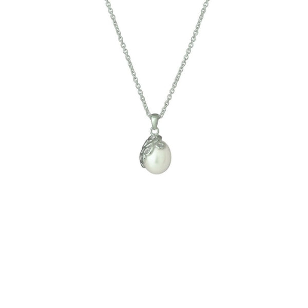 Evolve white pearl devotion necklace in sterling silver