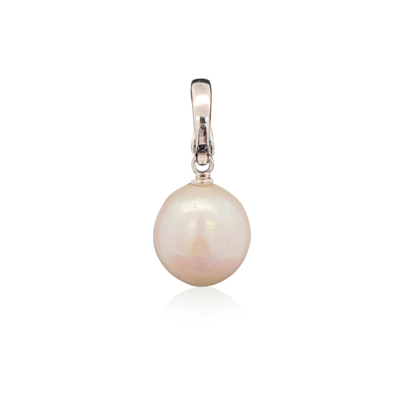 White baroque pearl enhancer pendant in sterling silver