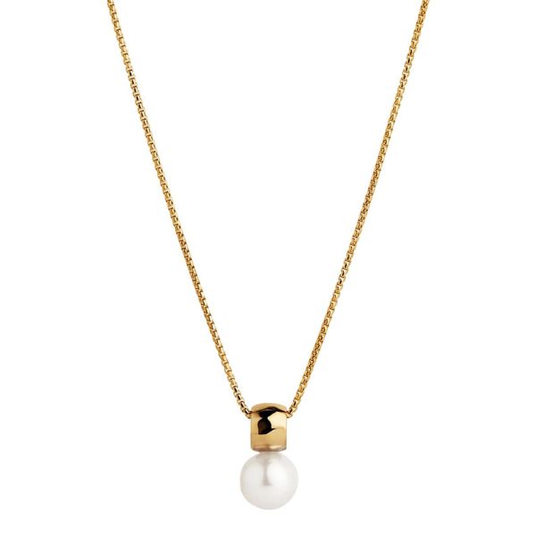Najo - Freshwater white pearl pendant on gold plated silver chain