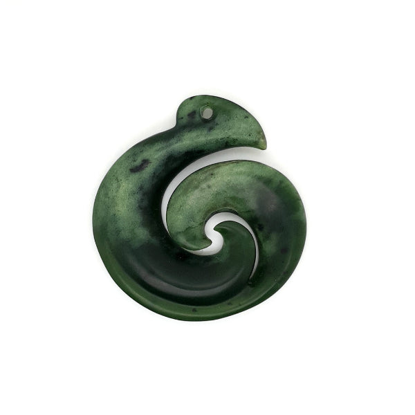 Medium NZ pounamu greenstone koru pendant