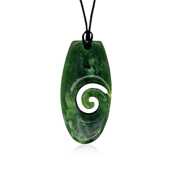 NZ pounamu greenstone freeform toki necklace on slider cord