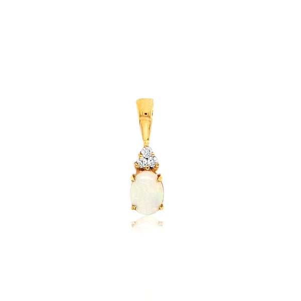 Opal & diamond pendant in 9ct yellow gold