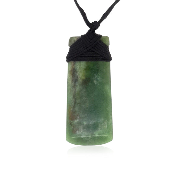 NZ pounamu greenstone toki necklace on slider cord