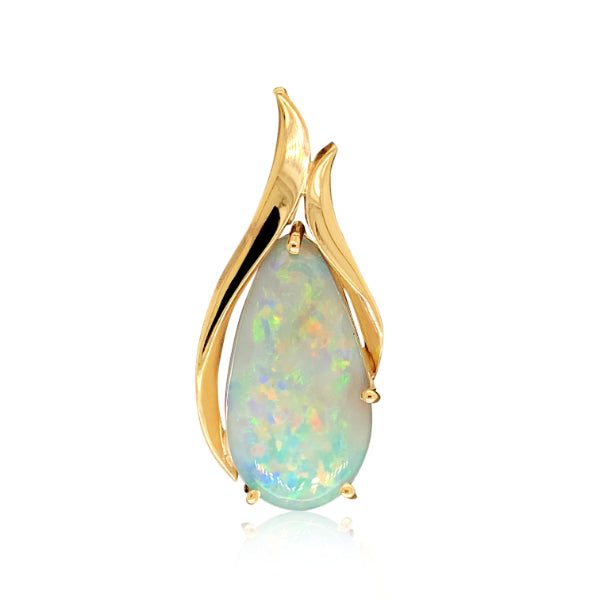 Australian opal teardrop pendant in 9ct yellow gold