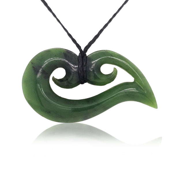 International greenstone double koru necklace
