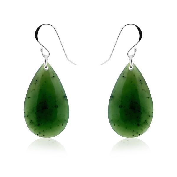 Greenstone pear drop earrings on sterling silver hooks