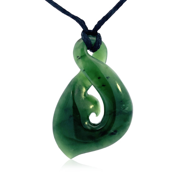 NZ pounamu greenstone pikorua with koru necklace