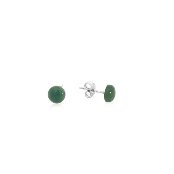 Greenstone dome stud earrings - 6mm