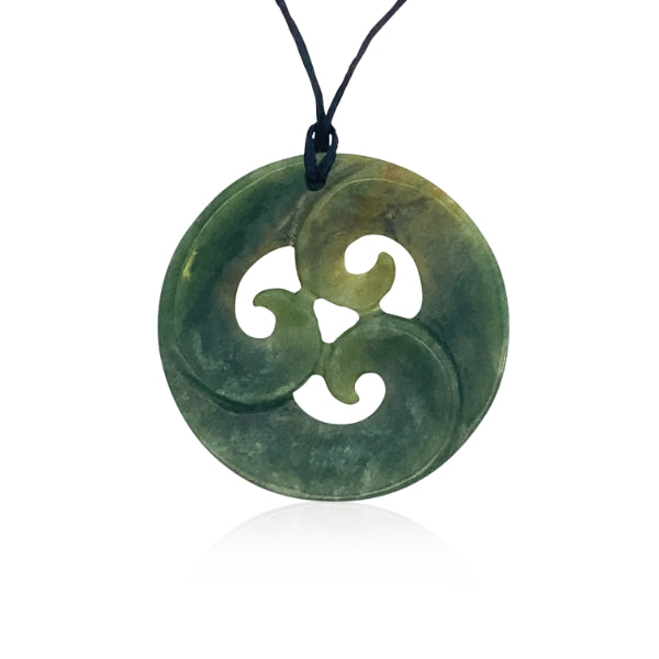 NZ pounamu greenstone circle with koru necklace
