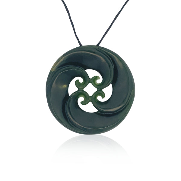 NZ pounamu greenstone four koru necklace