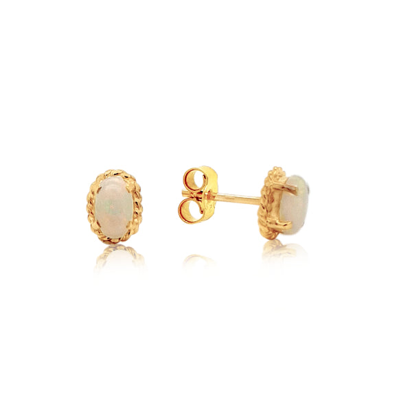 6x4mm White Opal Stud earrings