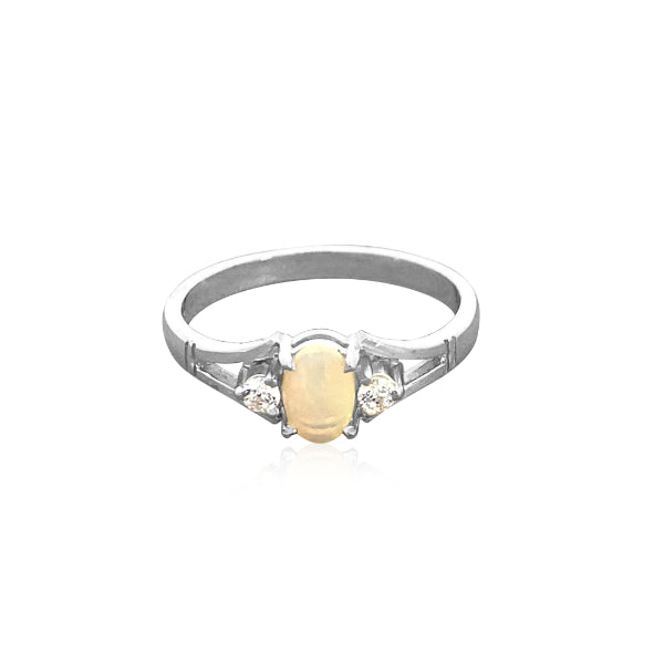 Opal & cz ring in sterling silver