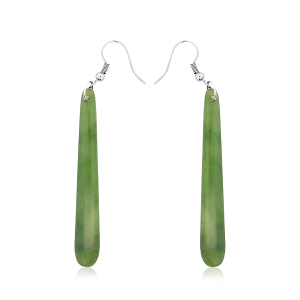 Greenstone drop earrings on surgical steel hooks