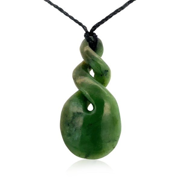 NZ pounamu greenstone double twist necklace