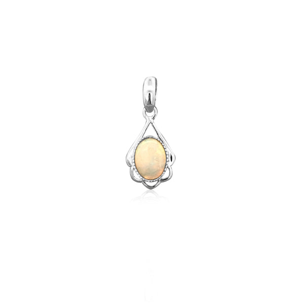 Australian oval opal drop pendant in sterling silver