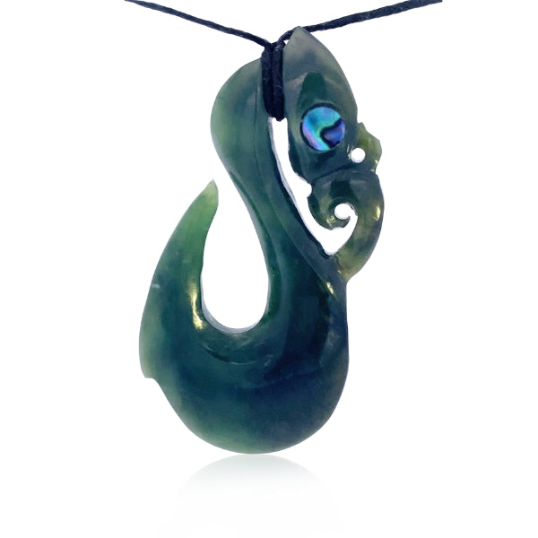 International greenstone manaia necklace with paua eye