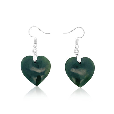 Greenstone Hearts Earrings - 20mm