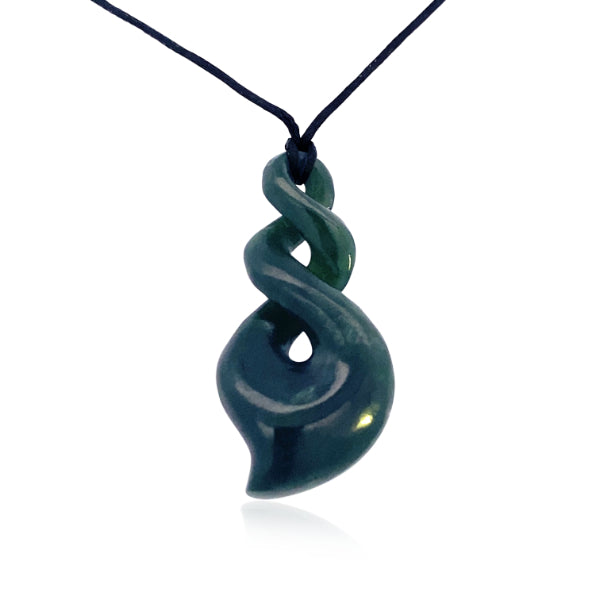 NZ pounamu greenstone twist with tail necklace