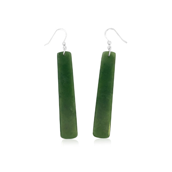 Greenstone drop earrings on sterling silver hooks