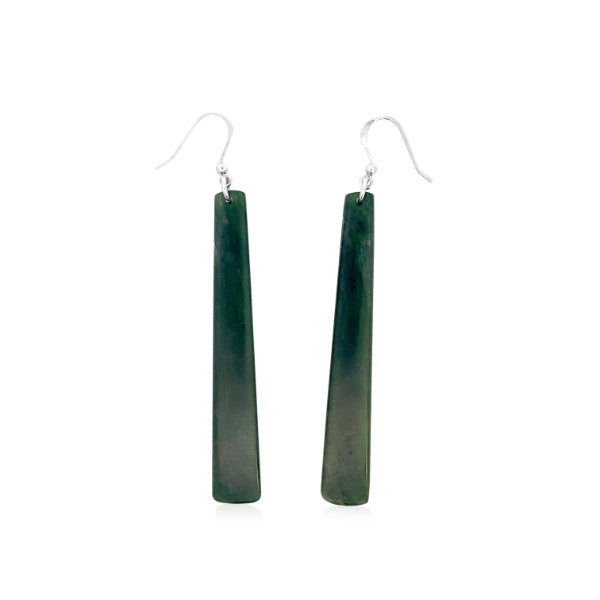 Greenstone drop earrings on sterling silver hooks