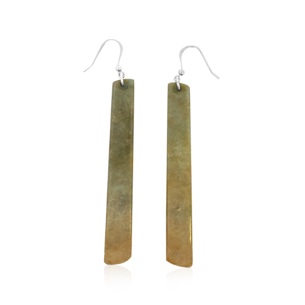 Greenstone flower jade drop earrings on sterling silver hooks