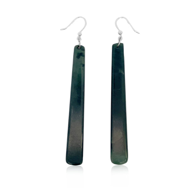 Greenstone drop earrings on sterling silver hooks