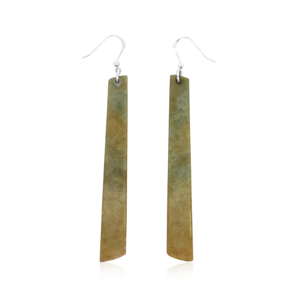 Greenstone flower jade drop earrings on sterling silver hooks