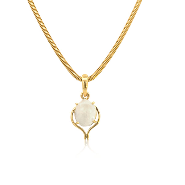 White opal drop pendant in 9ct yellow gold