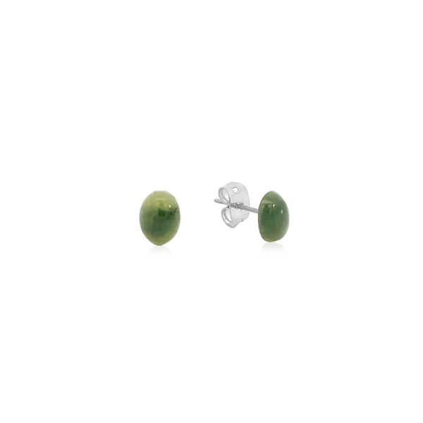 Greenstone Oval Stud Earrings - 8x6mm