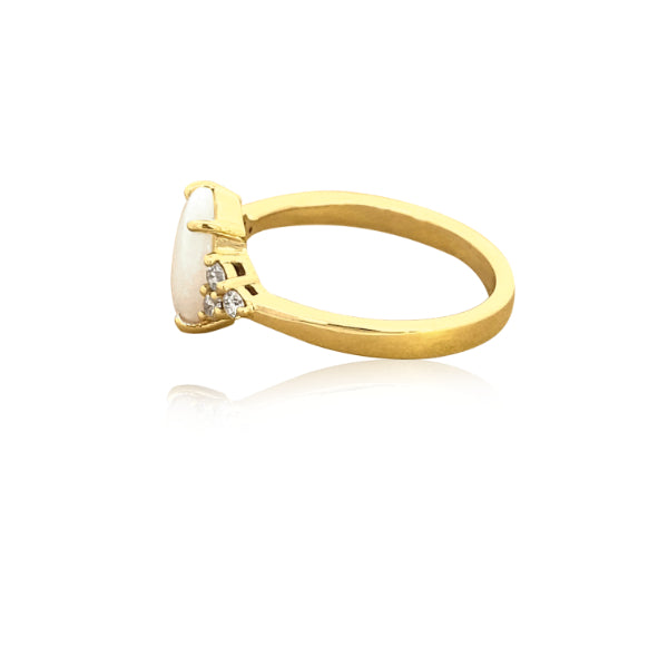 Odelia - gold australian opal and diamond dress ring in 9ct yellow gold