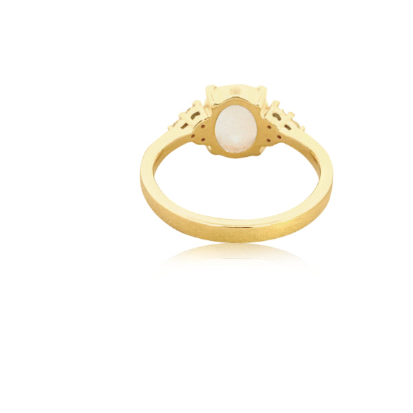 Odelia - gold australian opal and diamond dress ring in 9ct yellow gold