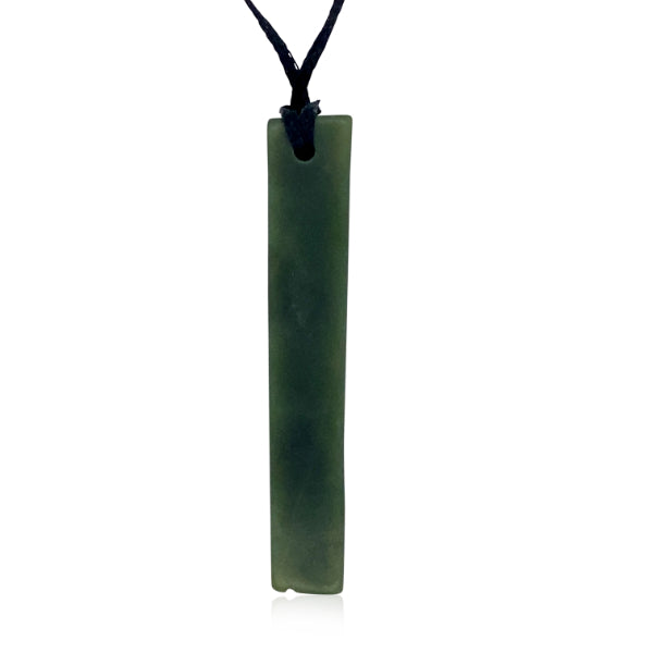 Greenstone free form rectangular drop on slider cord