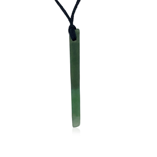 Greenstone free form rectangular drop on slider cord