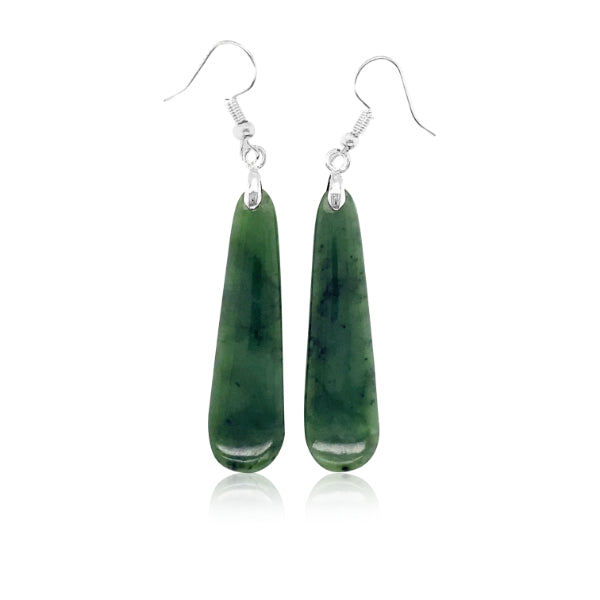 Greenstone drop earrings on sterling silver hooks
