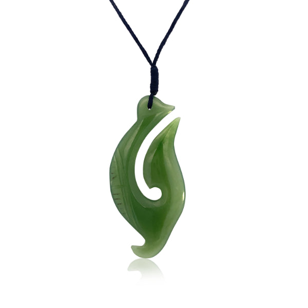 NZ pounamu greenstone patterned hook necklace