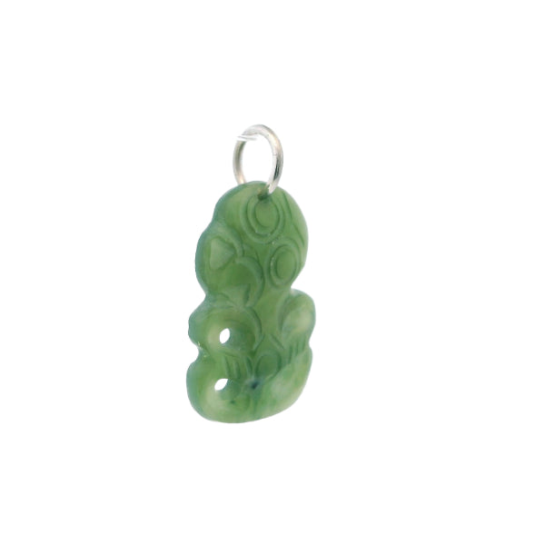 Greenstone 20mm tiki pendant with sterling silver loop