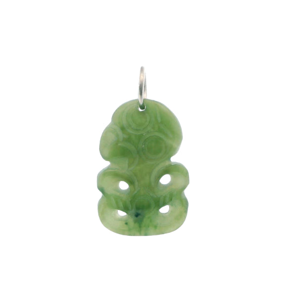 Greenstone 20mm tiki pendant with sterling silver loop