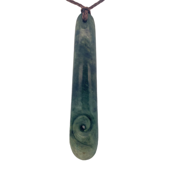 NZ pounamu greenstone drop with koru necklace