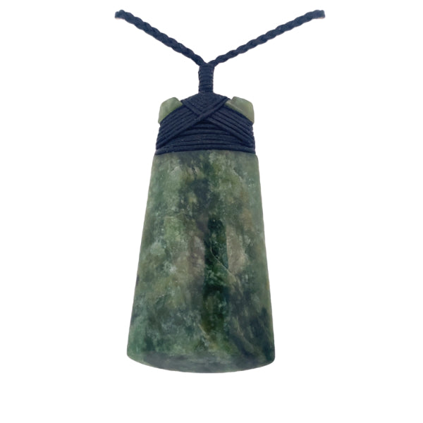 NZ pounamu greenstone bound toki on slider cord