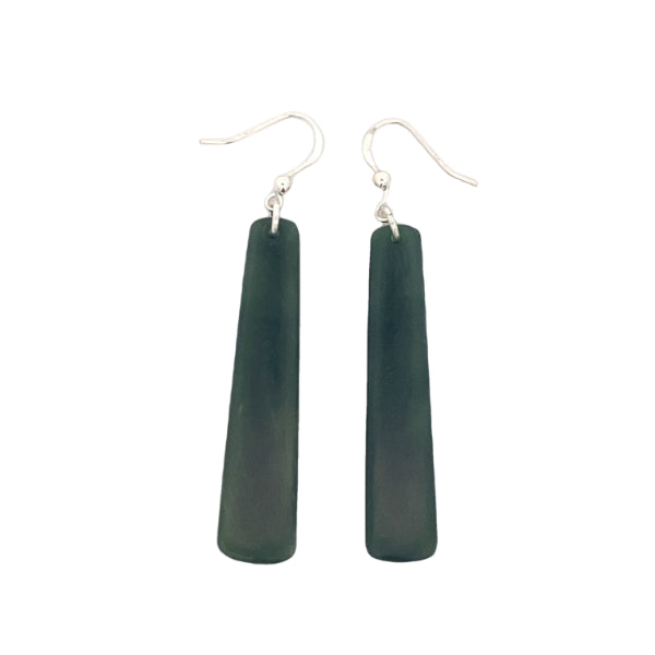 NZ pounamu greenstone drop earrings on sterling silver hooks