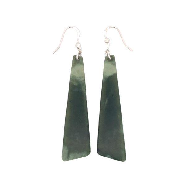 NZ pounamu greenstone hook earrings on sterling silver hooks