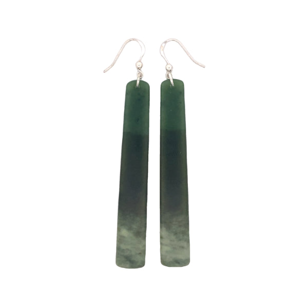 NZ pounamu greenstone drop earrings on sterling silver hooks