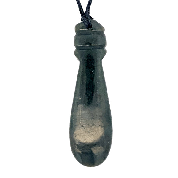 NZ pounamu greenstone patu necklace on slider cord